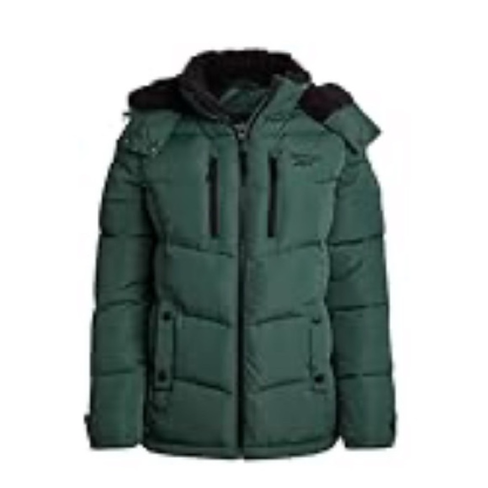 Women Reebok Green Quilted Puffer Jacket